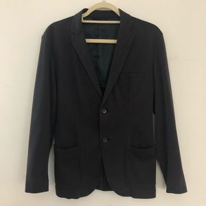 Men Dark Navy Blue Muji Blazer with Patch Pockets